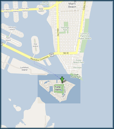 Fisher Island in Miami - Location and Map