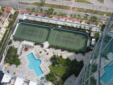 Murano at Portofino South Beach, Miami Beach tennis courts and pool area